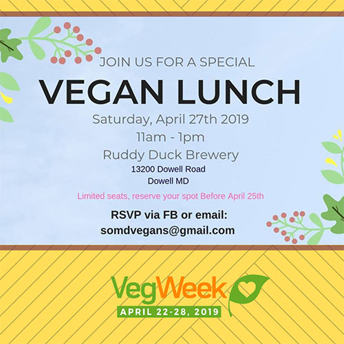 poster for vegan lunch at ruddy duck brewery